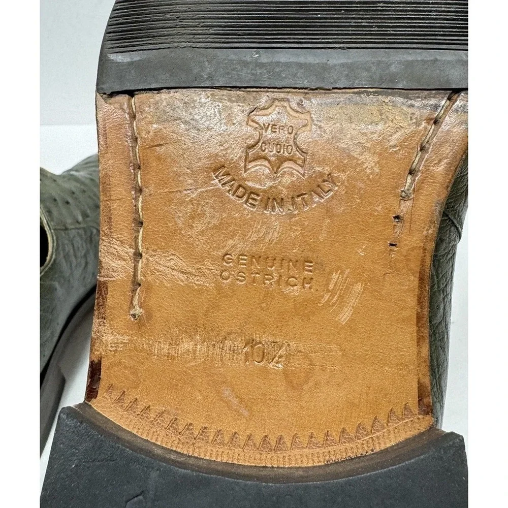 Dolce Vita Made in Italy Green Ostrich Handmade Dress Shoe Men's Size 10.5‎